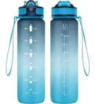 Trinkflasche 1l Strohhalm BPAfrei Auslaufsicher Fitness Tiefes Blau