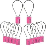 SEPOX 4-stelliges Zahlenschloss 32cm Stahlkabel rosa 12er Pack