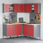 vidaXL 12-tlg. Werkstattschrank-Set mit Stecktafel Rot MDF Metall