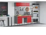 vidaXL 8-tlg. Werkstattschrank-Set mit Stecktafel Rot MDF und Metall