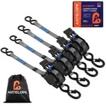 ANTELOPE Automatik Spanngurt 4 St&uuml;ck S-Haken Grau 680kg Bruchfestigkeit
