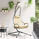 vidaXL H&auml;ngestuhl mit Gestell und Kissen Beige Stahl