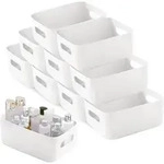 Aufbewahrungsboxen Kunststoff 10er 30x20x12cm wei&szlig; Griff Wei&szlig;-30cm