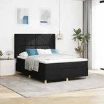 vidaXL Boxspringbett mit Matratze Schwarz 140 x 190 cm Stoff