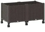 vidaXL Gartenpflanzer mit R&auml;dern Braun 80 x 40 x 44 cm PP