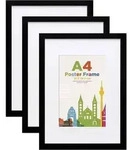 Bilderrahmen Holzrahmen Acrylglas Passepartout A5 DIN A4 3er Schwarz