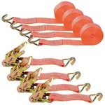 4x Spanngurte mit Ratsche 3000kg 6M x 38MM Doppel-J-Haken Orange
