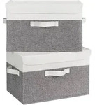 Aufbewahrungsboxen mit Deckel 2er Set wei&szlig;-grau