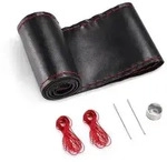 SEG Direct Lenkradabdeckung aus Echtem Leder, Wrap Aufn&auml;hen, f&uuml;r 37-39 cm...
