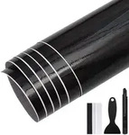 30cm x 150cm Glanz Schwarz Auto Folie Autofolie Blasenfrei mit Luftkan&auml;len