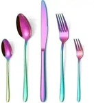 Besteckset Edelstahl 12 Personen Messer Gabel 60 Teilig Regenbogen