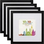 Bilderrahmen Holz Acrylglas Passepartout 15x15 25x25 cm 4er Schwarz