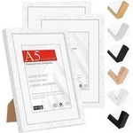 Bilderrahmen A5 (14,8x21cm) Natur Holz Wei&szlig; 3er Set Tisch/Wandmontage