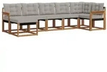 vidaXL Outdoor-Sofagarnitur mit Kissen 7 pcs Nat&uuml;rlich und Hellgrau