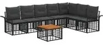 vidaXL Outdoor-Sofagarnitur 8 pcs Schwarz und Dunkelgrau Polyester
