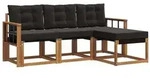vidaXL Outdoor-Sofagarnitur mit Kissen 4 pcs Nat&uuml;rlich und Schwarz
