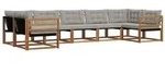 vidaXL Outdoor-Sofagarnitur mit Kissen 7 pcs Nat&uuml;rlich und Hellgrau