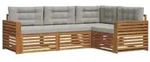 vidaXL Outdoor-Sofagarnitur mit Kissen 4 pcs Nat&uuml;rlich und Hellgrau