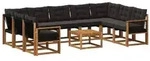 vidaXL Outdoor-Sofagarnitur mit Kissen 10 pcs Nat&uuml;rlich und Schwarz
