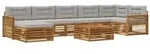 vidaXL Outdoor-Sofagarnitur mit Kissen 8 pcs Nat&uuml;rlich und Hellgrau
