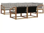 vidaXL Outdoor-Sofagarnitur mit Kissen 7 pcs Nat&uuml;rlich und Hellgrau