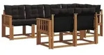 vidaXL Outdoor-Sofagarnitur mit Kissen 7 pcs Nat&uuml;rlich und Schwarz