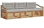 vidaXL Outdoor-Sofagarnitur mit Kissen 3 pcs Nat&uuml;rlich und Hellgrau
