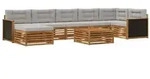 vidaXL Outdoor-Sofagarnitur mit Kissen 8 pcs Nat&uuml;rlich und Hellgrau