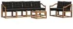 vidaXL Outdoor-Sofagarnitur mit Kissen 7 pcs Nat&uuml;rlich und Schwarz
