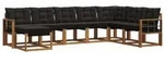 vidaXL Outdoor-Sofagarnitur mit Kissen 8 pcs Nat&uuml;rlich und Schwarz