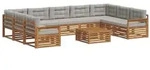 vidaXL Outdoor-Sofagarnitur mit Kissen 10 pcs Nat&uuml;rlich und Hellgrau