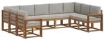 vidaXL Outdoor-Sofagarnitur mit Kissen 9 pcs Nat&uuml;rlich und Hellgrau