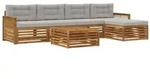 vidaXL Outdoor-Sofagarnitur mit Kissen 6 pcs Nat&uuml;rlich und Hellgrau