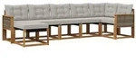 vidaXL Outdoor-Sofagarnitur mit Kissen 7 pcs Nat&uuml;rlich und Hellgrau