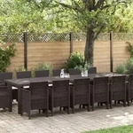 vidaXL 15-teiliges Garten Esszimmer Set mit Kissen Braun Poly-Rattan