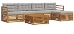 vidaXL Outdoor-Sofagarnitur mit Kissen 6 pcs Nat&uuml;rlich und Hellgrau