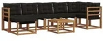 vidaXL Outdoor-Sofagarnitur mit Kissen 8 pcs Nat&uuml;rlich und Schwarz