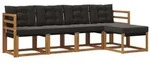 vidaXL Outdoor-Sofagarnitur mit Kissen 5 pcs Nat&uuml;rlich und Schwarz