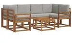 vidaXL Outdoor-Sofagarnitur mit Kissen 7 pcs Nat&uuml;rlich und Hellgrau