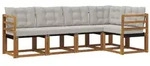 vidaXL Outdoor-Sofagarnitur mit Kissen 5 pcs Nat&uuml;rlich und Hellgrau