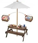 VEVOR Picknicktisch mit abnehmbarem Sonnenschirm & 2 B&auml;nken, Sitzgruppe...