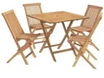 vidaXL 5-teiliges klappbares Garten-Bistro-Set Natur Massivholz Teak