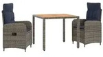 vidaXL Outdoortisch-Set 3 stk. PE Rattan und pulverbeschichteter Stahl