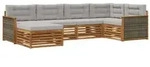 vidaXL Outdoor-Sofagarnitur mit Kissen 6 pcs Nat&uuml;rlich und Hellgrau