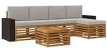 vidaXL Outdoor-Sofagarnitur mit Kissen 6 pcs Nat&uuml;rlich und Hellgrau