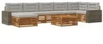vidaXL Outdoor-Sofagarnitur mit Kissen 8 pcs Nat&uuml;rlich und Hellgrau