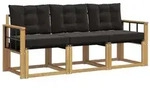 vidaXL Outdoor-Sofagarnitur mit Kissen 3 pcs Wei&szlig; und Schwarz