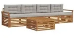 vidaXL Outdoor-Sofagarnitur mit Kissen 5 pcs Nat&uuml;rlich und Hellgrau