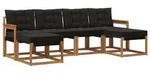 vidaXL Outdoor-Sofagarnitur mit Kissen 6 pcs Nat&uuml;rlich und Schwarz