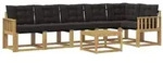 vidaXL Outdoor-Sofagarnitur mit Kissen 7 pcs Wei&szlig; und Schwarz